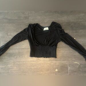 Black long sleeve cinched top